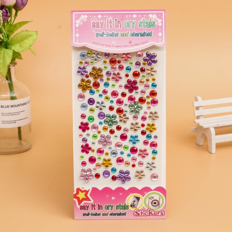 Stiker Kristal Akrilik 3d Mainan Anak-anak Stiker Decal Ponsel Pc Berlian Buatan Perekat Diri Stiker Scrapbooking