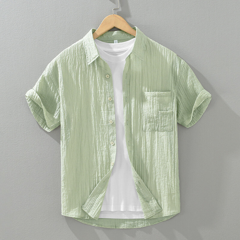 Lyocell-Chemises à manches courtes en nylon pour hommes, chemises d'été décontractées, grande taille, nouveau, 2024