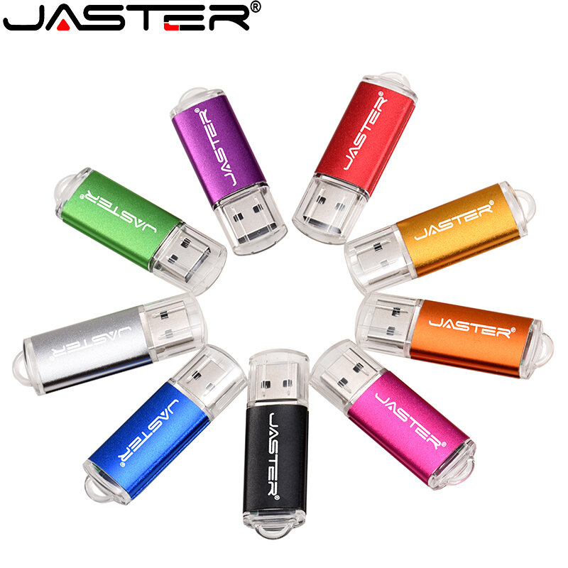 JASTER-Unidad flash USB 2,0, pendrive de Metal negro de 64GB, 32GB, 16GB, 8GB, con logotipo personalizado gratis, disco U para ordenador portátil