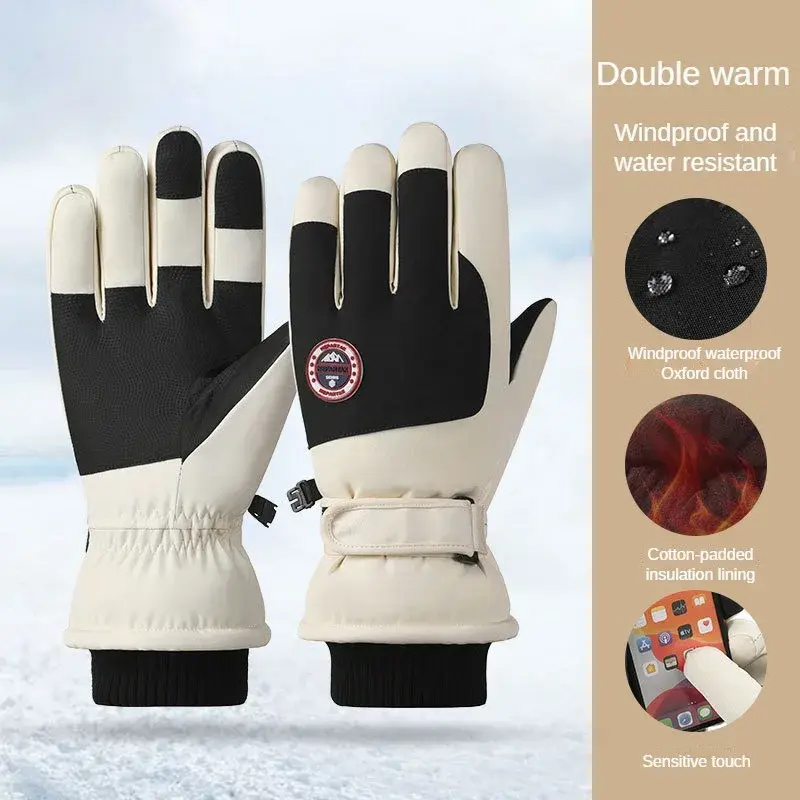 Guantes de esquí X6 para hombre y mujer, resistentes al viento e impermeables, para montar en motocicleta al aire libre, de terciopelo, gruesos y cálidos, para invierno