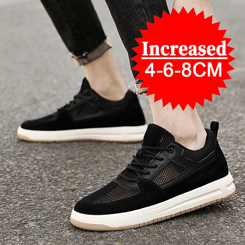New Men's Elevator Shoes Man Invisible Insole Men breathable Heighten Increased 8cm 6CM Sneakers Taller Comfortable Sports Shoes