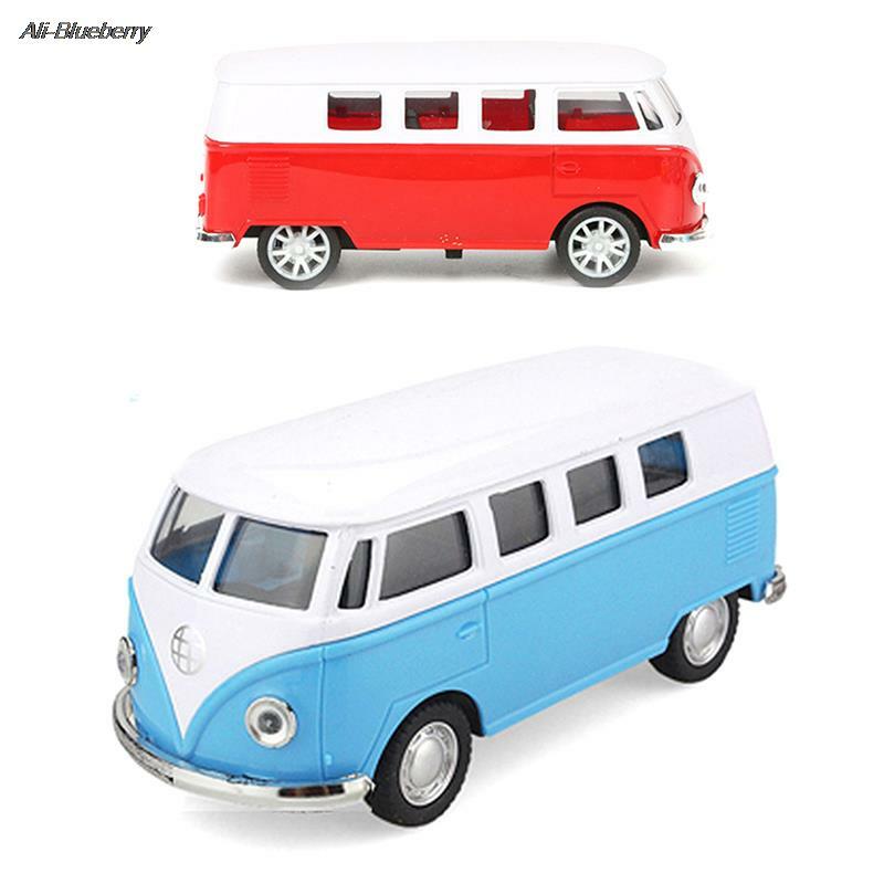 1:32 mainan diecast logam paduan, mainan tarik mundur model kendaraan logam Bus tarik ke belakang untuk hadiah anak-anak