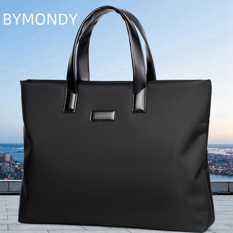 Bymondy-男性用防水英国ビジネスブリーフケース、クラシックハンドバッグ、メッセンジャーバッグ、オフィスワークドキュメント、収納バッグ、ナイロン