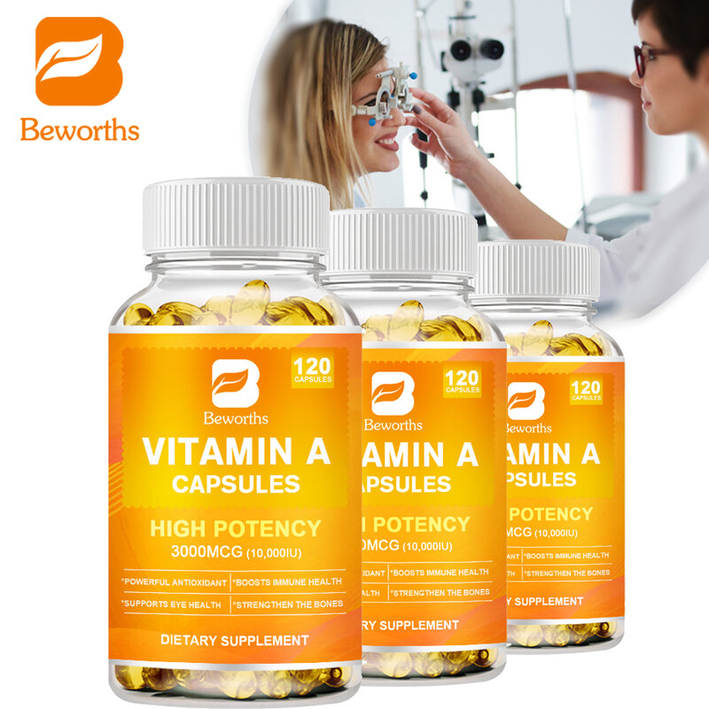 BEPunta THS-Vitamine A 10,000 UI Premium Township, Vision saine et système immunitaire, Croissance et reproduction saines, miles Santé Article