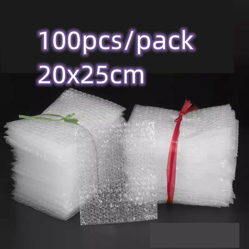 100 pz 20x25cm Bubble Mailers busta di plastica involucro sacchetti di imballaggio bianchi trasparente antiurto spedizione sacchetto di imballaggio Film all'ingrosso