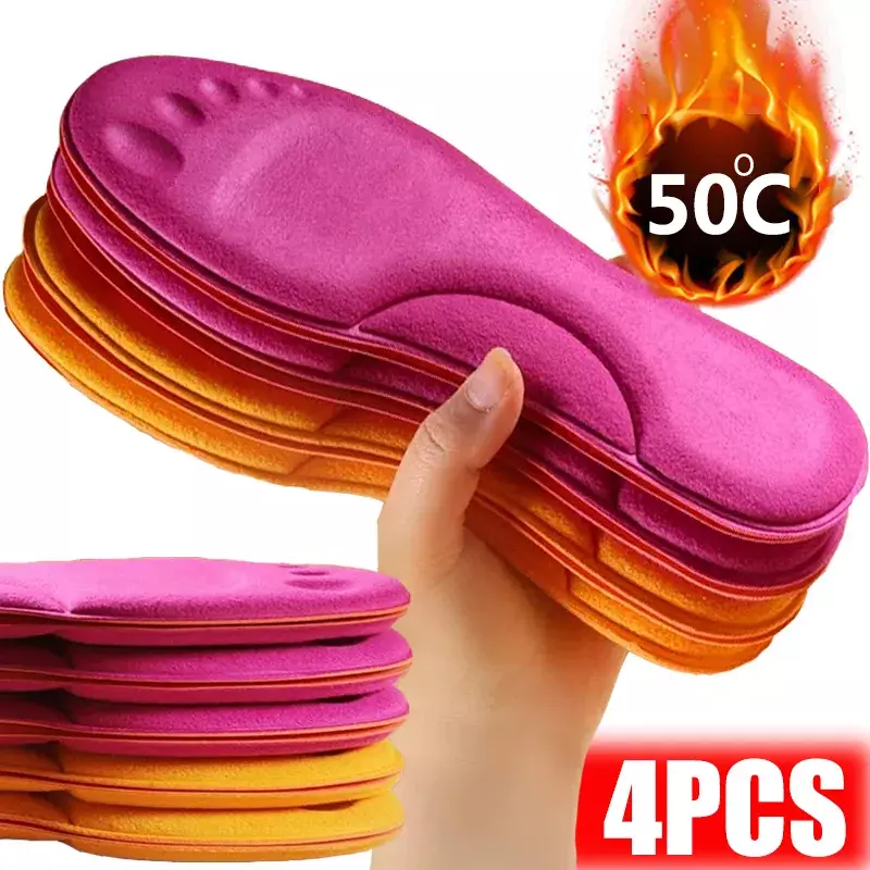 2Pairs Self Heating Insoles Thermostatic Thermal Insole Massage Memory Foam Arch Support Shoe Pad Heated Pads Winter Men Women