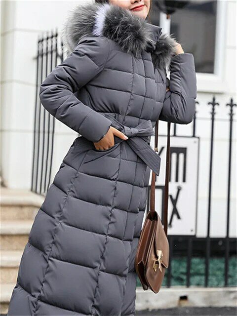여성용 우아한 롱 파카, 한국 패션 후드 코트, 두껍고 따뜻한 재킷, 숙녀 롱 Y2k 코트, 가을 겨울 신상