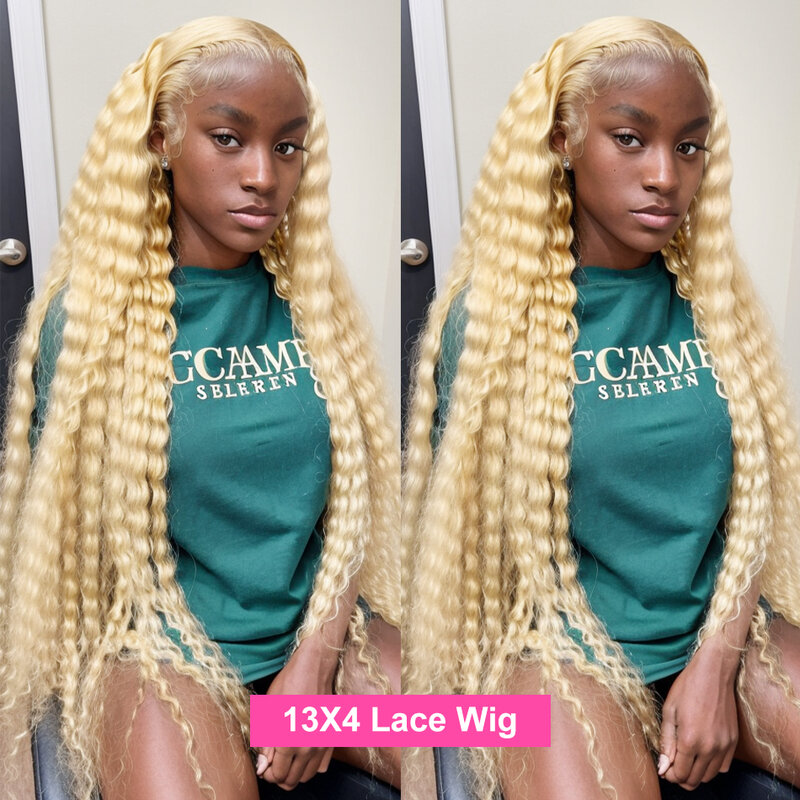 Wig Frontal 30 38 inci 613 Honey Blonde 13x6 HD transparan gelombang dalam Wig keriting 13x4 warna renda depan rambut manusia untuk wanita