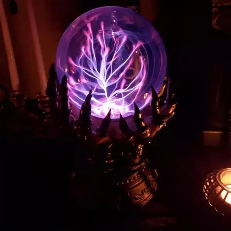 Incandescente Deluxe Cellular Crystal Ball luminoso Witch Hand elettrostatico Plasma Light Serve Skull Finger Hallow Spooky Decor