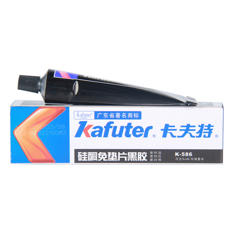 Kafuter-sellador de silicona resistente al agua para el hogar, sellador negro de alta calidad de 55g K-586, resistente al aceite y a altas temperaturas, pegamento fuerte