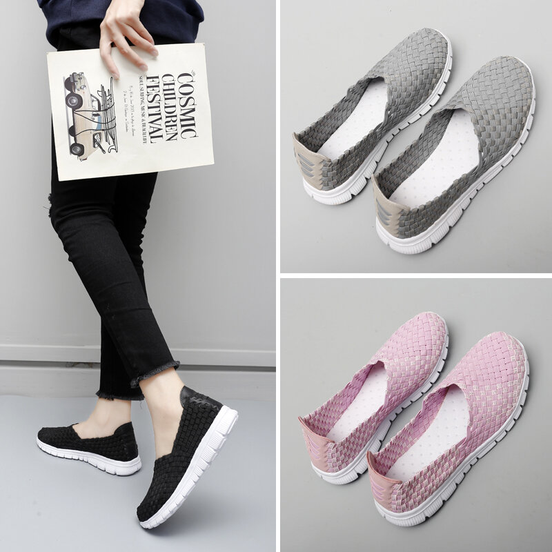 STRONGSHEN-zapatos planos informales de verano para mujer, zapatillas transpirables para caminar, mocasines sin cordones, hechos a mano