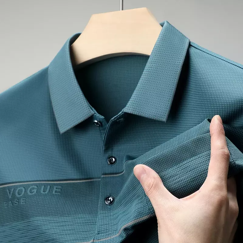 เสื้อโปโลแนวธุรกิจลำลองของผู้ชายเสื้อใส่สบายระบายอากาศได้ดีสินค้าใหม่ฤดูร้อน