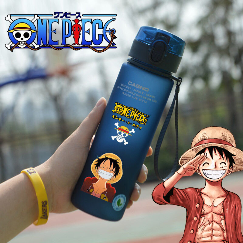 ONE PIECE Luffy Cartoon Water Bottle 560ml High Capacity Anime Pattern Plastic Drinking Cup Portable Sports Water Bottle Boy New