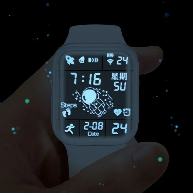 Jam tangan pintar multifungsi pria wanita, arloji cerdas tahan air tanggal Stopwatch elektronik, panggilan besar Digital untuk murid laki-laki dan perempuan
