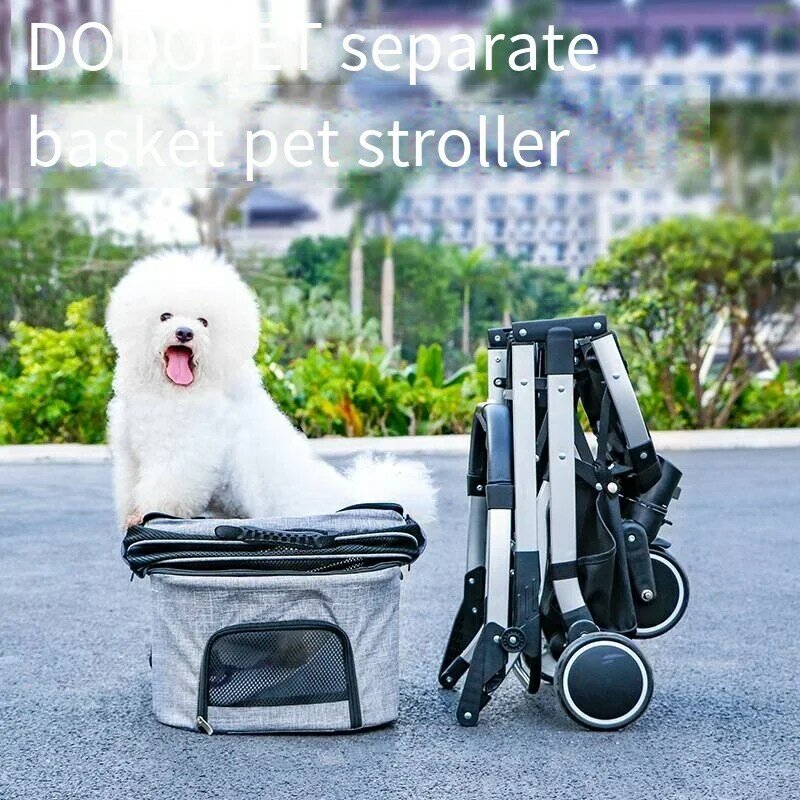 Dog Stroller Split Car Pet Cart Hand Cart High End Pet Cradle One Click Collection Dog Stroller Small Medium-sized Cat Cart