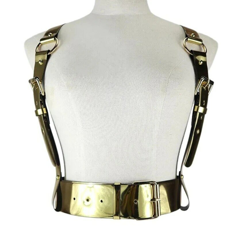 Ceinture taille harnais ceinture en polyuréthane pour femmes Punk Sexy femmes harnais harnais métallique