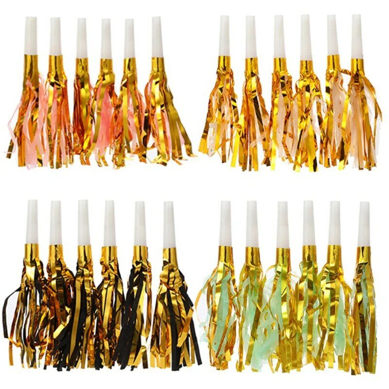 6 Pcs/Bag Multi Function Application Gold Noise Makers 11.81 X 6.3 X 0.63 Inches Party Accessories Modern Package Content