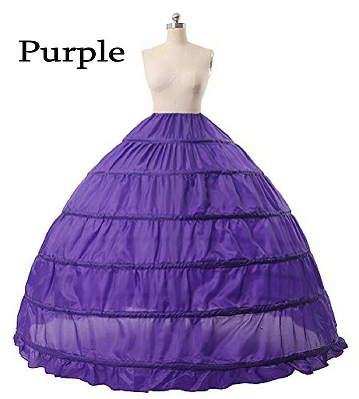 Enagua de crinolina antideslizante para novia, 6 aros, vestido de baile, enagua púrpura, rojo, azul, enagua grande