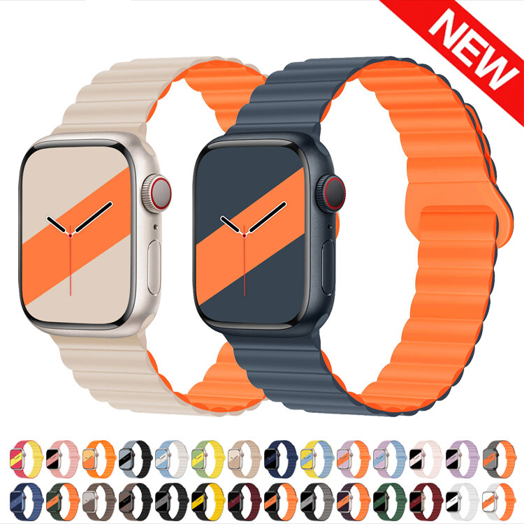 Silicone Loop Magnetic strap For Apple watch band 44mm 40mm 45mm 49mm 41mm 38mm 42mm Bracelet iWatch series 8 3 5 4 SE 6 7 Ultra