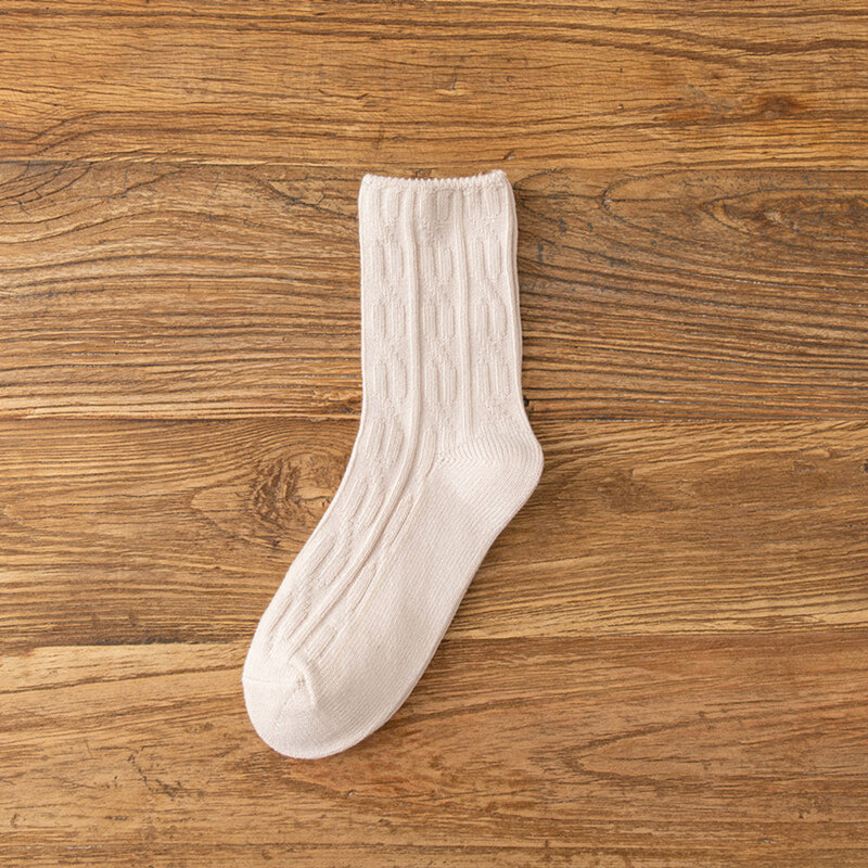 1 пара винтажных однотонных полосатых шерстяных носков, женские повседневные утепленные носки в стиле Харадзюку, зимние полосатые вязаные толстые носки
