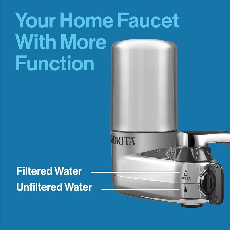 Brita Faucet Mount System, Water Faucet Filtration System with Filter Change Reminder, Reduces Lead, Made Without BPA