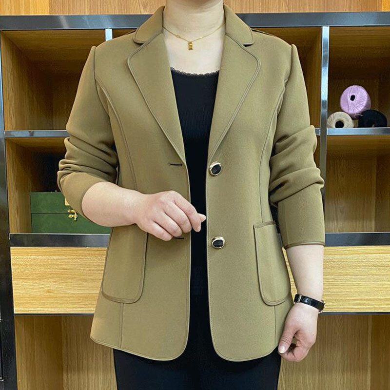 UNXX-Blazer feminino elegante de bolsos emendados de cor sólida, roupas femininas, tops casuais extragrandes, senhora do escritório, outono, 2021