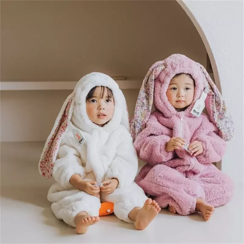 Kostium dla dzieci wiosna niemowlęta dziewczynki chłopcy królik pajacyk kombinezon dla noworodka piżamy z kapturem ubrania fotograficzne dla dzieci