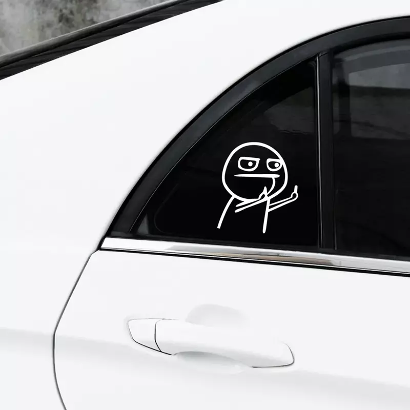 Stiker vinil jari tengah mobil, stiker vinil kartun lucu untuk dekorasi Bumper jendela sepeda motor 15CM