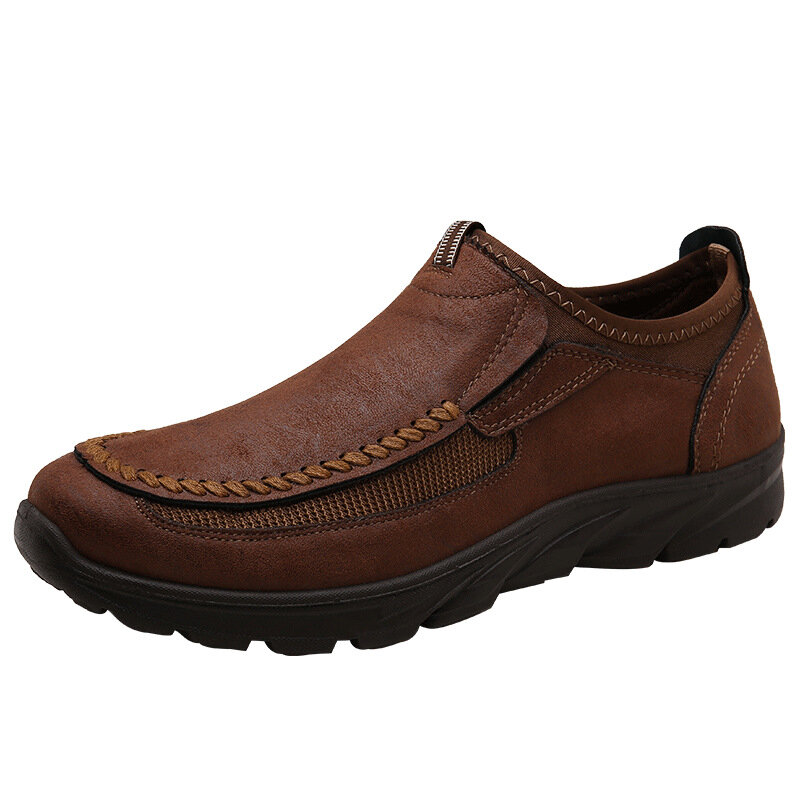 Zapatos informales de cuero para hombre, mocasines Retro hechos a mano, sin cordones, talla grande 47 48, MSH005
