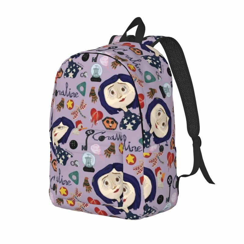 Coraline Animated Movie Backpack per Boy Girl Kids Student School Bookbag Cartoon Plaid Canvas Daypack borsa primaria per l'asilo