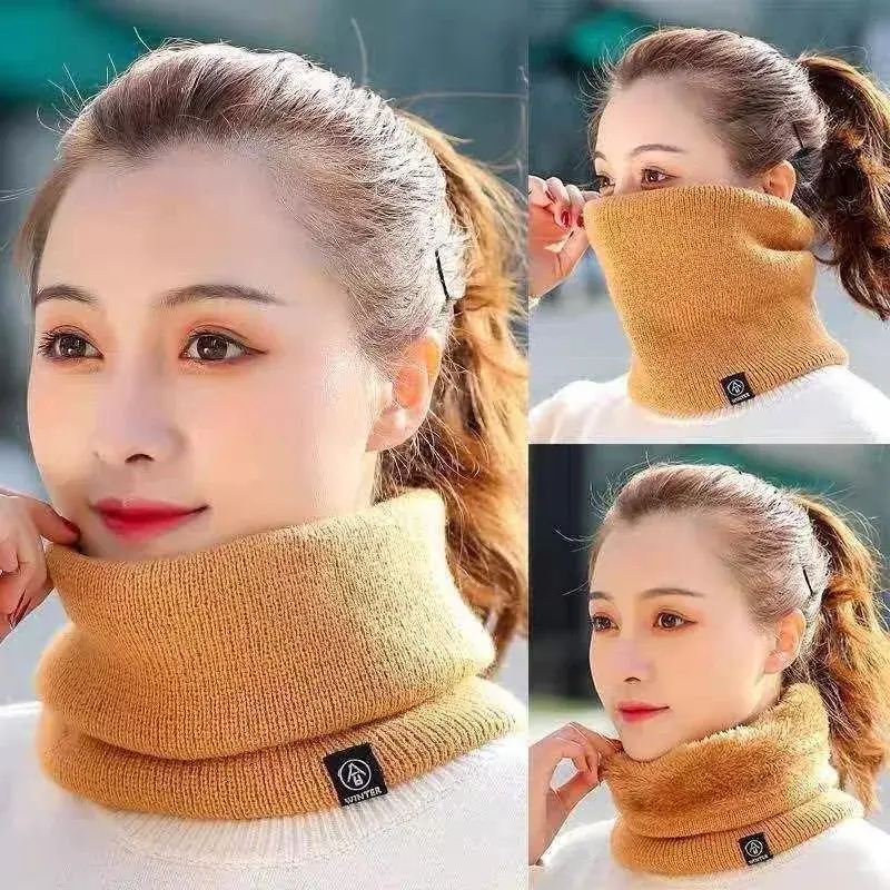 Модный шарф для шеи Зимний вязаный утепленный шарф для бега Спортивная маска для лица для женщин и мужчин плюшевый шейный платок с защитой от холода