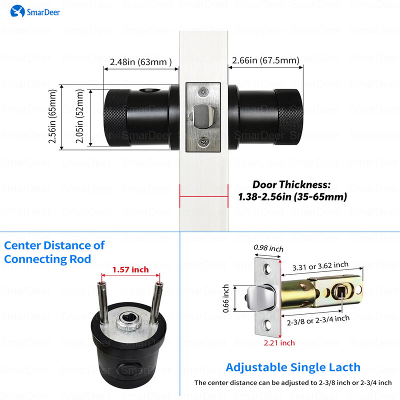 SmarDeer-Bloqueio Eletrônico para Tuya Smart Lock, Desbloqueio de Impressão Digital Biométrico, Keyless Entry Door Lock