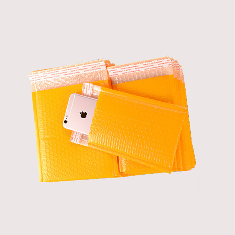 10 buah tas gelembung kuning oranye casing ponsel perlengkapan bisnis kecil tas kemasan tahan air kantung hadiah perhiasan amplop gelembung