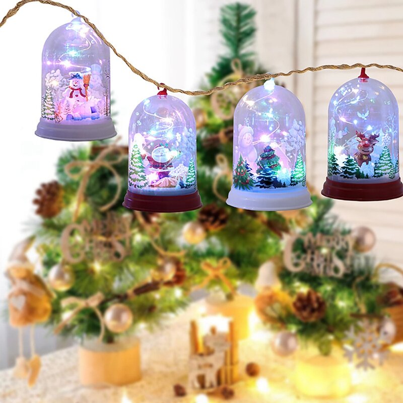 Linterna de globo de nieve con purpurina, decoración navideña para Festival de Navidad para niños, regalos óptimos de 15X9X9 Cm