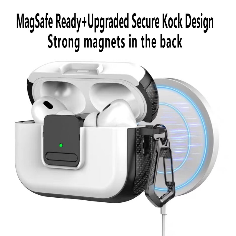 For Airpods Pro2 nd and Airpods Pro 1st headphone case supports Magsafe wireless charging with powerful magnets on the back