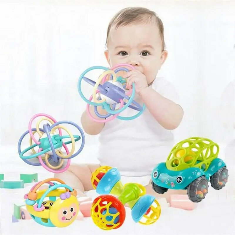 Atividade sensorial Dentição Chocalho Brinquedos para bebês, brinquedo bola de mão, desenvolvimento precoce, recém-nascido, 6-12 meses
