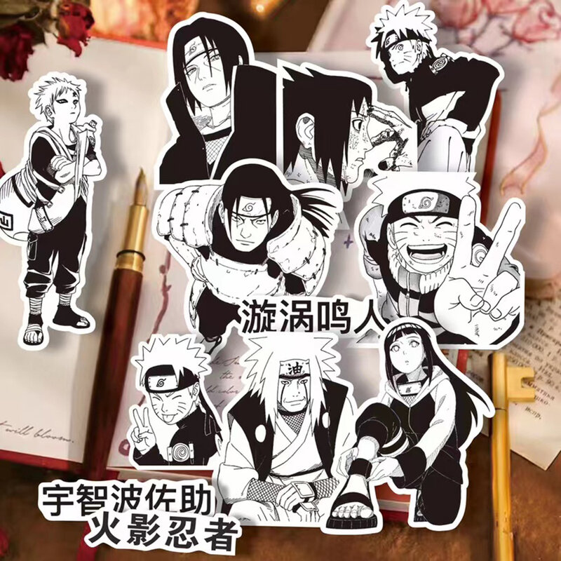 10/30/65pcs Anime NARUTO Cartoon Stickers Cool Black and White Graffiti Sticker DIY Phone Skateboard Notebook Decal for Kids Toy