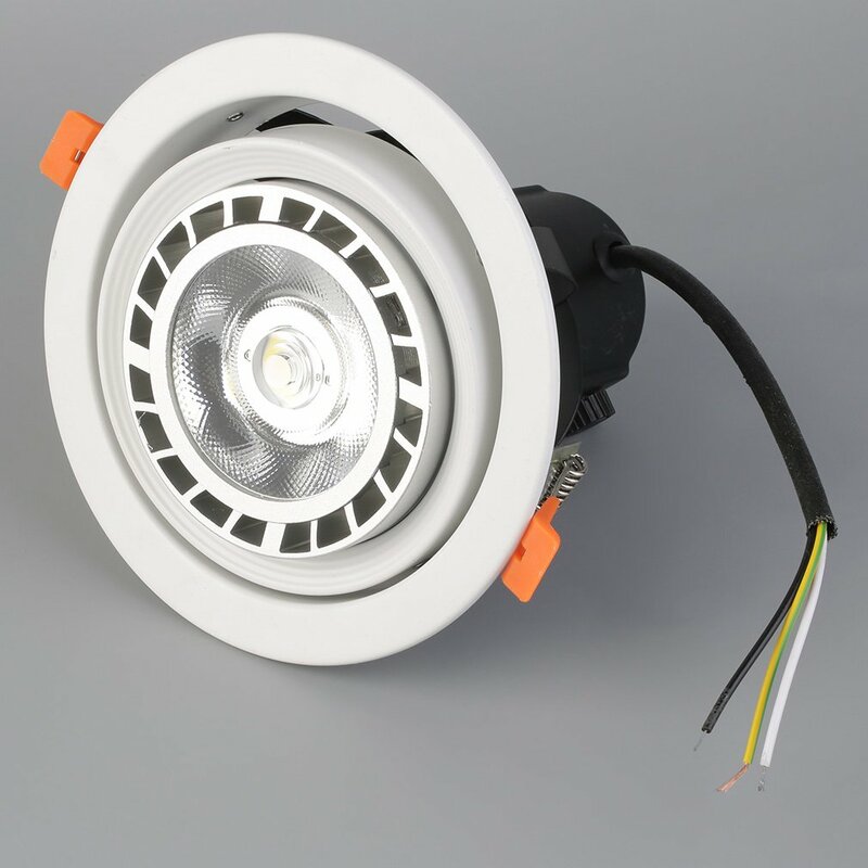 Rotatable COB LED recesso teto para baixo luz, lâmpada branca Spotlight, lâmpada, 24W, novo
