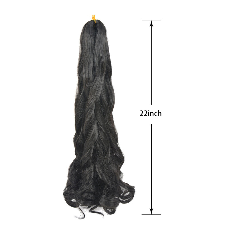 Ekstensi rambut hitam wanita, 1 Pak ekstensi rambut kepang keriting sebelum diregangkan sintetis bergelombang untuk rambut ekstensi wanita