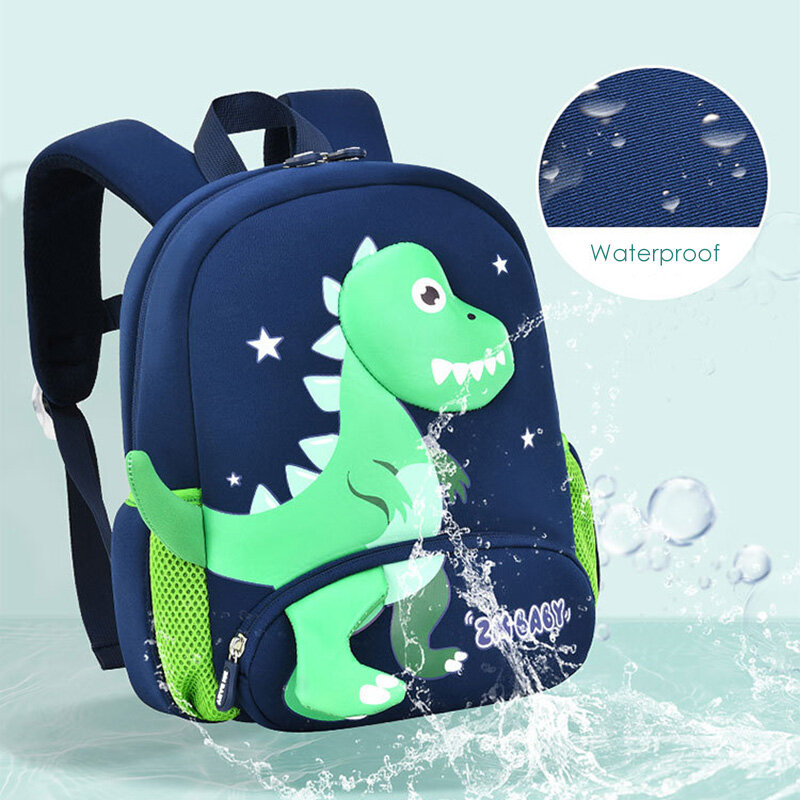 Mochilas escolares para niños, mochilas de dinosaurio 3D, impermeables, de neopreno, ligeras, para guardería, 2024