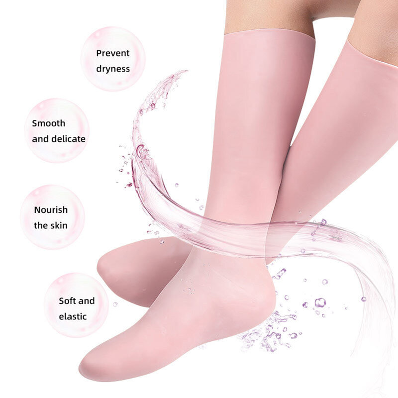 1 Paar Silikon feuchtigkeit spendende Handschuhe Socken Fußpflege lange Socken Hand pflege lange Handschuhe Schönheit Hauts chutz Anti Cracking Spa