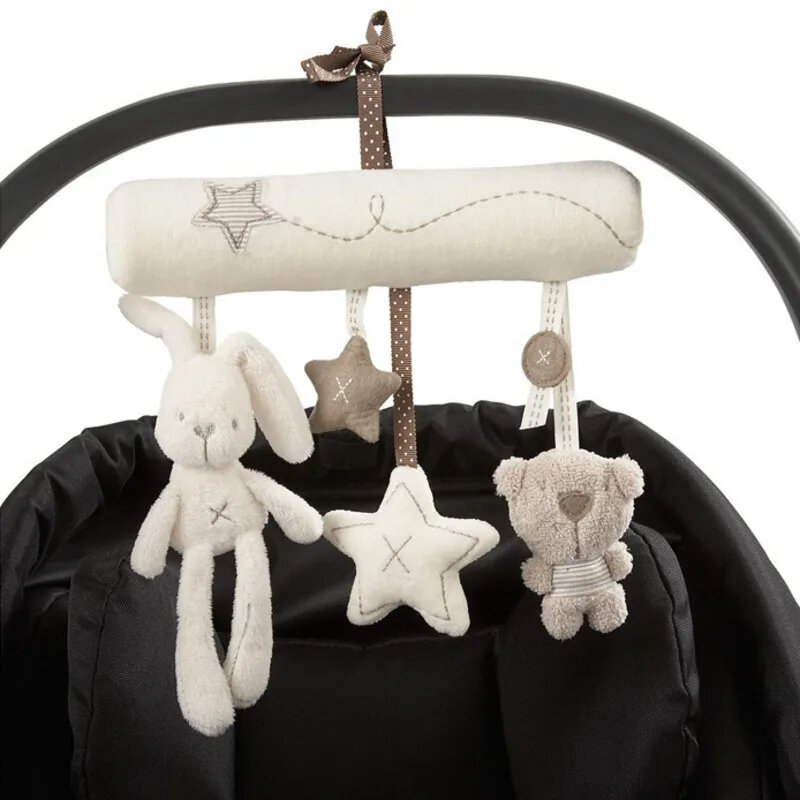 Baby Hanging Rattle Toys 0 12 Months Soft Rabbit Bear Activity Crib Stroller Toys Pram Hanging Pendant Bell Plush Appease Doll