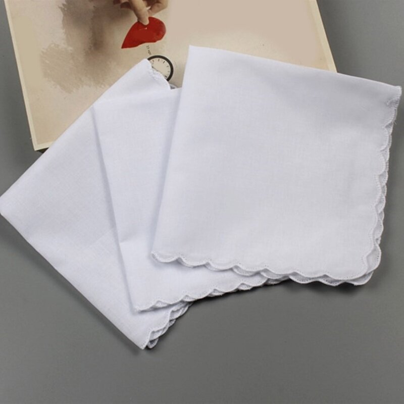 3PCS Gentleman White Handkerchief Square Handkerchief Embroidery Tie Dye Square Useful Handkerchief for Woman Male