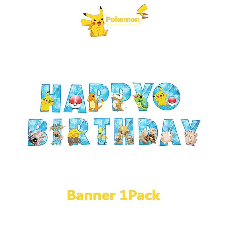 Pokemon Party Gunsten Voor Kinderen Verjaardag Pikachu Party Decoraties Serviesgoed Cups Cup Banner Achtergrond Familie Evenement Geschenken