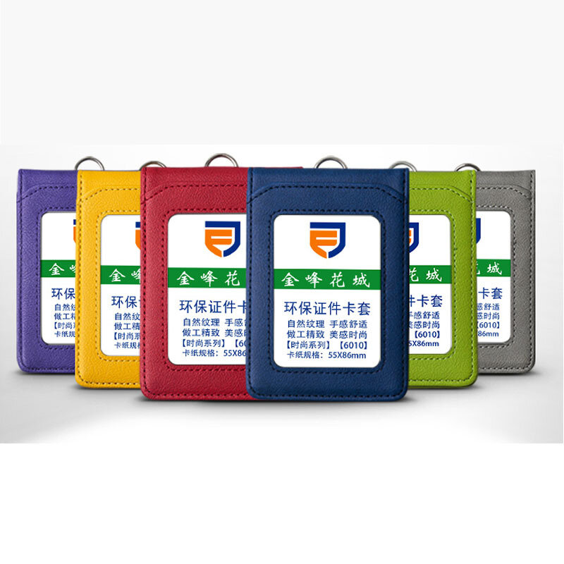 Multi-funzione in vera pelle Multi-card ID porta carte di nome Badge Case Package Bank Work bulaffic Card Set cordino del personale