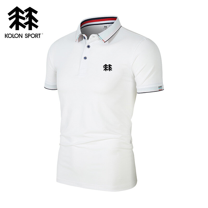 Haftowana męska koszulka Polo KOLONSPORT na topie letnia nowa rozrywka biznesowa wysokiej jakości koszulka Polo z klapą dla mężczyzn