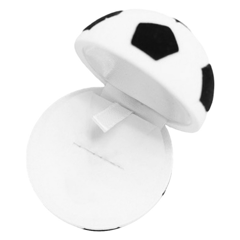 Caja de anillo de fútbol de joyería, Mini vitrina de fútbol, Flocado de plástico, Embryo de novia