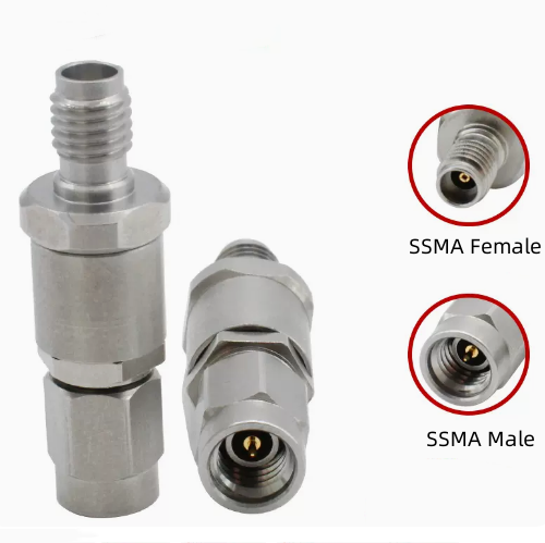 Adaptador de onda milimétrica SSMA macho a SSMA hembra de baja pérdida, adaptador de prueba de acero inoxidable de 40GHZ