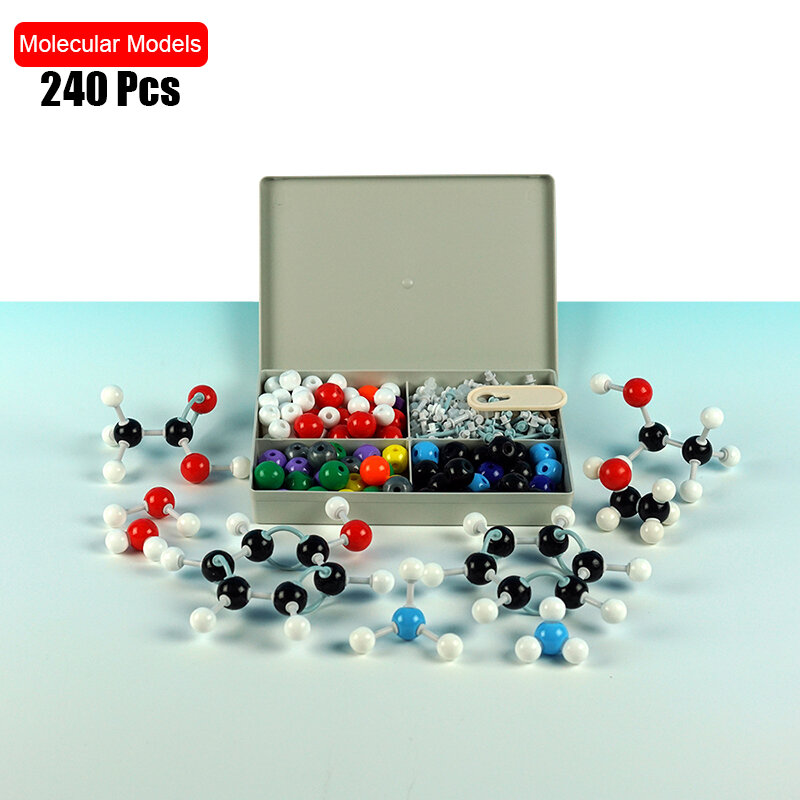 Conjunto químico de 240 piezas, kit de modelo de estructura Molecular y Química Orgánica Atom Bonds, laboratorio médico, productos químicos, aula