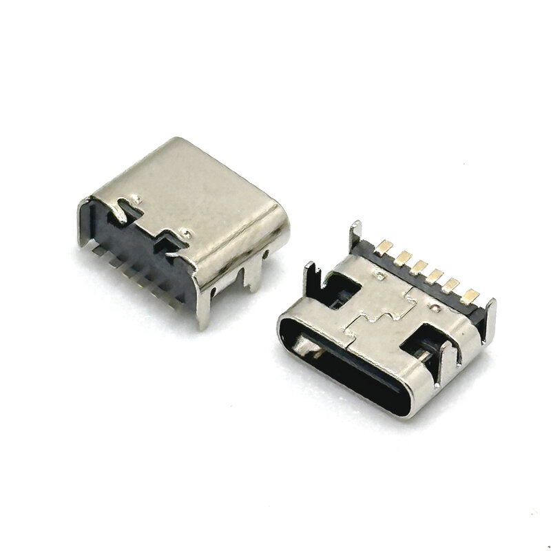 1/20Pcs 6 Pins Smt Socket Connector Micro Usb Type C 3.1 Vrouwelijke Plaatsing Smd Dip Voor Pcb Design Diy Hoge Stroom Opladen